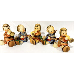 Vintage Hummel Goebel Sitting Cherub Angel Musician Candle Holders Lot of 5